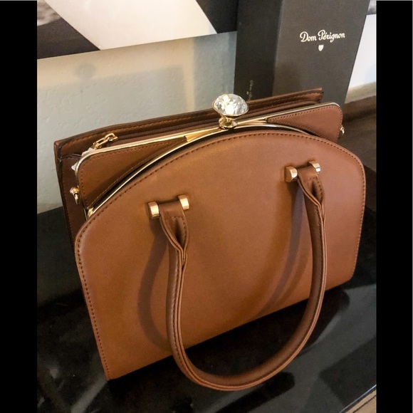 Large brown Diamond accent handbag - Picture 1 of 8